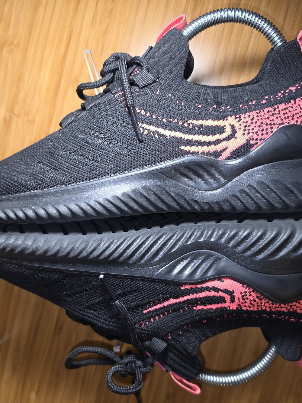 Women's Black & Pink Knit Slip-On Sneakers - Picture 12 of 14